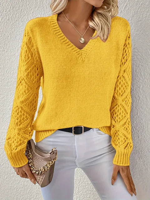 Damen Strickpullover langarm mit V-Ausschnitt Jully