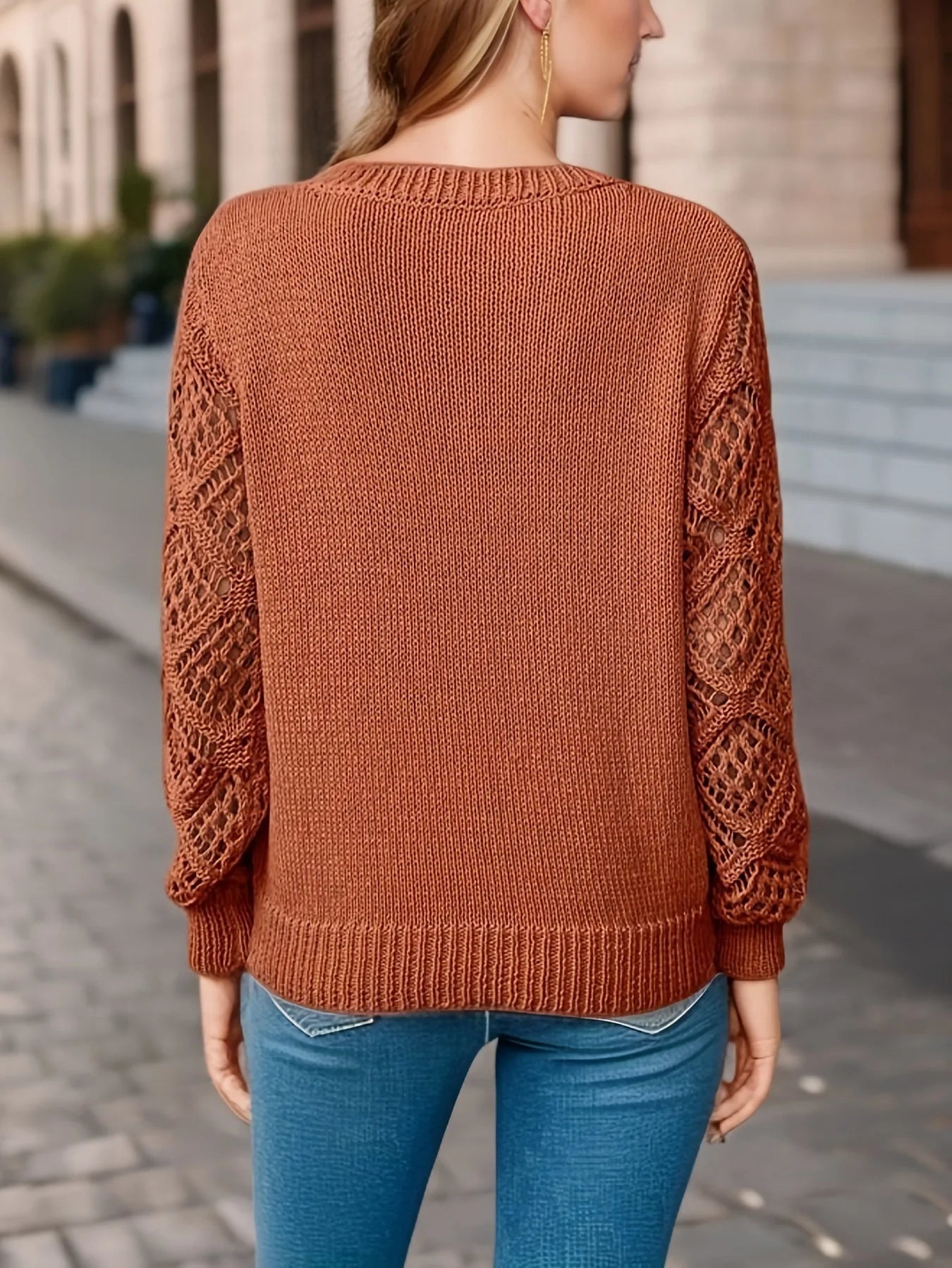 Damen Strickpullover langarm mit V-Ausschnitt Jully