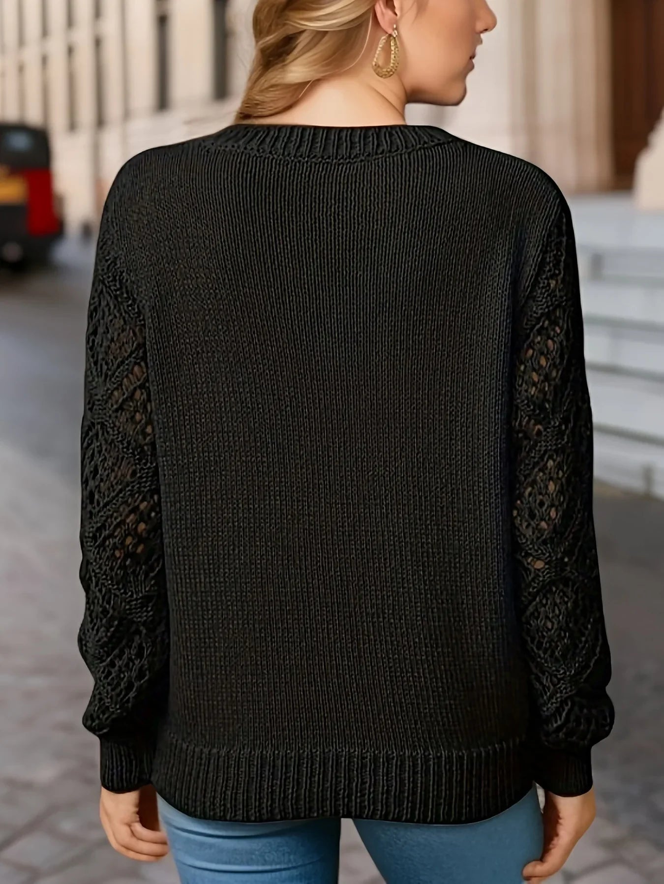 Damen Strickpullover langarm mit V-Ausschnitt Jully