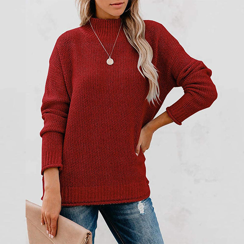 Damen Strickpullover mit hohem Kragen Jully