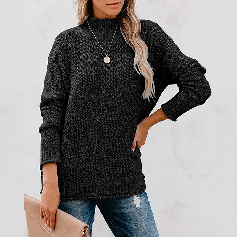 Damen Strickpullover mit hohem Kragen Jully
