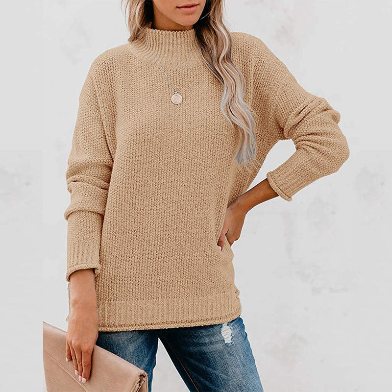 Damen Strickpullover mit hohem Kragen Jully