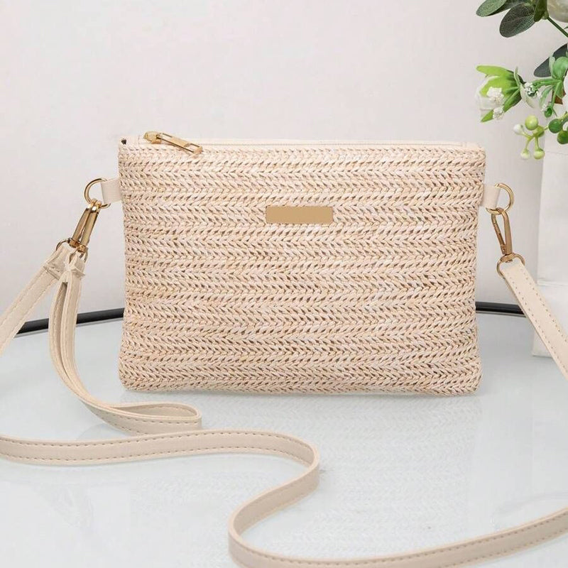 Damen Strohtasche mit Reißverschluss und praktischem Design Jully