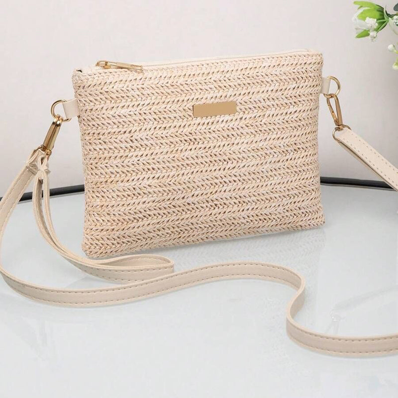Damen Strohtasche mit Reißverschluss und praktischem Design Jully