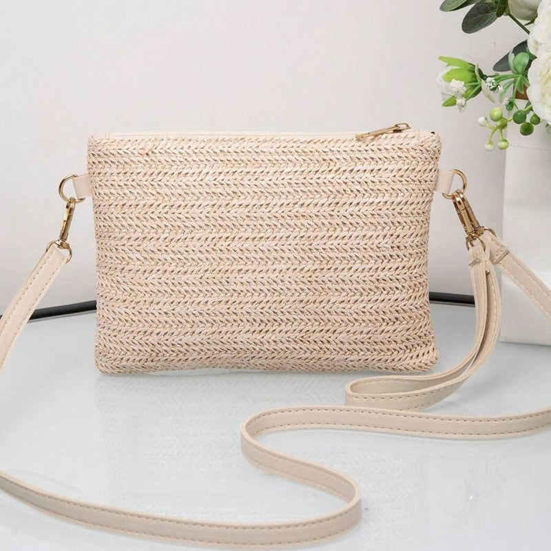 Damen Strohtasche mit Reißverschluss und praktischem Design Jully
