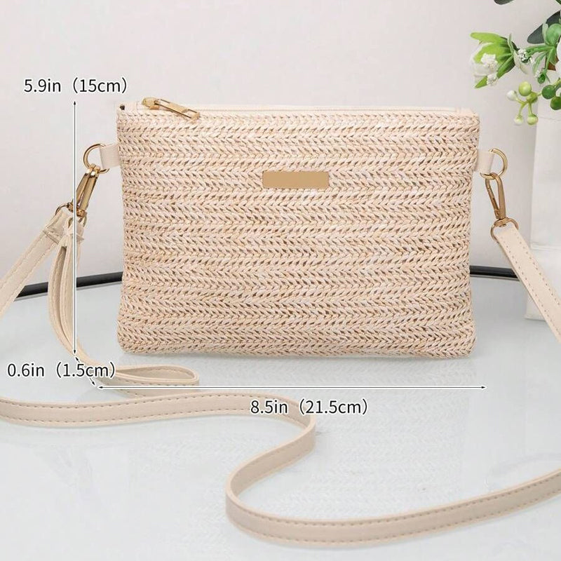 Damen Strohtasche mit Reißverschluss und praktischem Design Jully