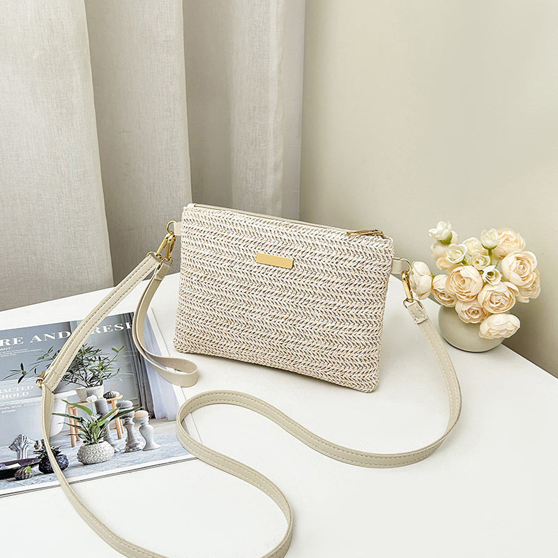 Damen Strohtasche mit Reißverschluss und praktischem Design Jully