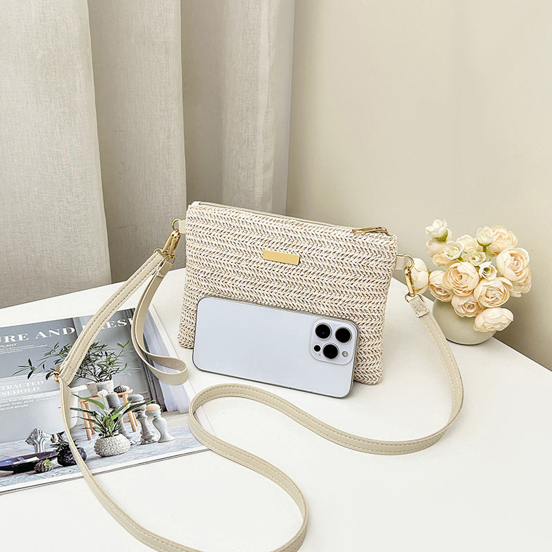 Damen Strohtasche mit Reißverschluss und praktischem Design Jully