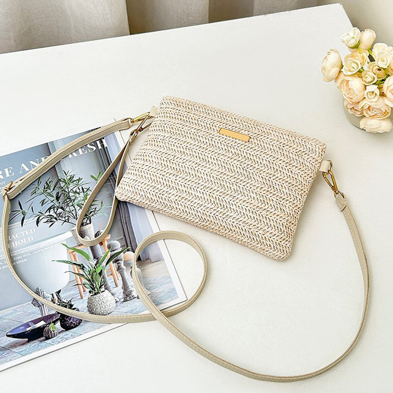 Damen Strohtasche mit Reißverschluss und praktischem Design Jully