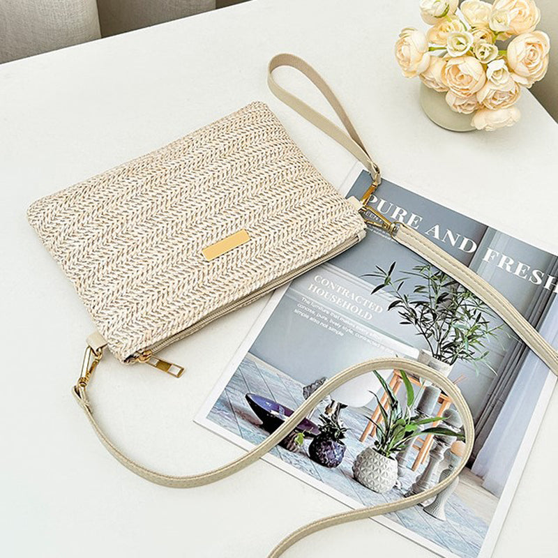 Damen Strohtasche mit Reißverschluss und praktischem Design Jully
