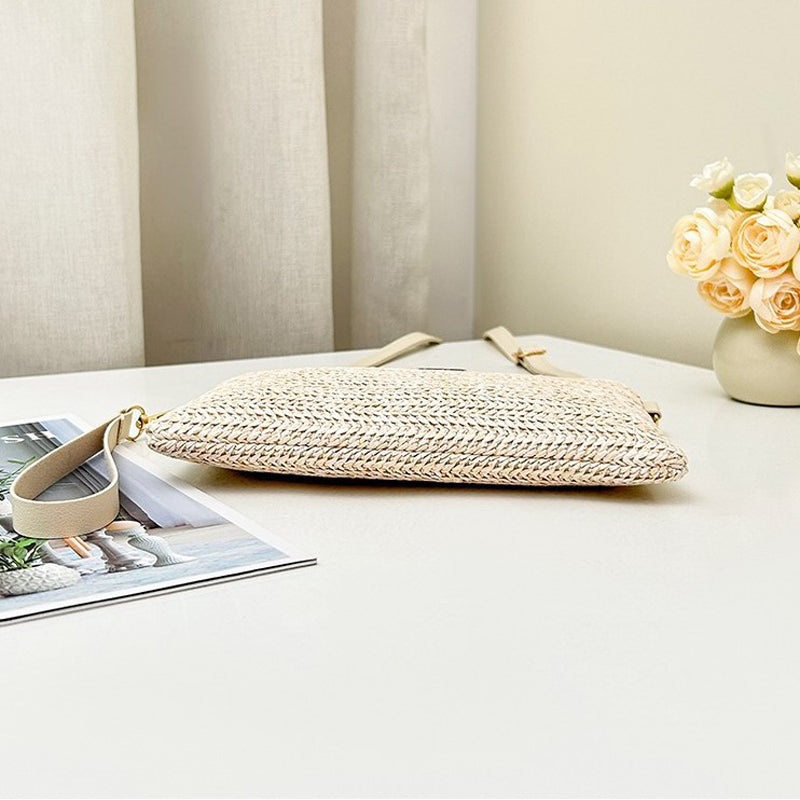 Damen Strohtasche mit Reißverschluss und praktischem Design Jully