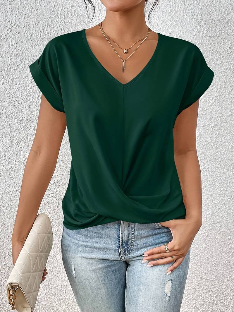Damen T-Shirt aus Polyester mit Honigfarbenem Kragen Jully