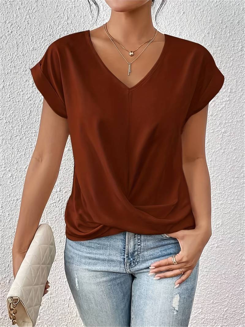 Damen T-Shirt aus Polyester mit Honigfarbenem Kragen Jully