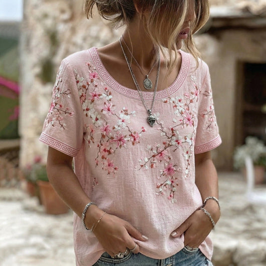 Damen T-Shirt mit Blumenmuster aus Baumwolle Jully
