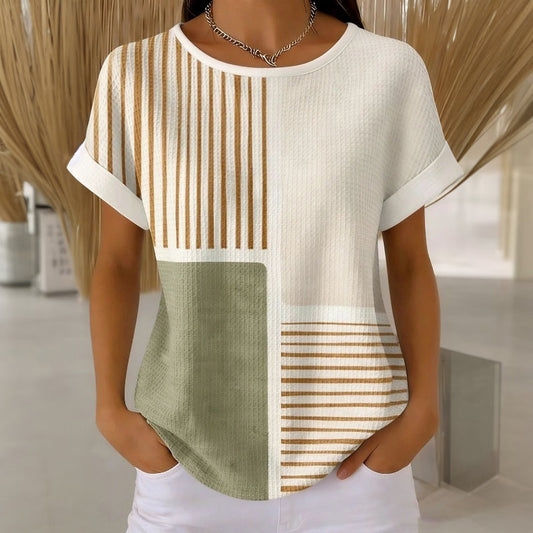 Damen T-Shirt mit Farbblock und Rundhalsausschnitt Jully