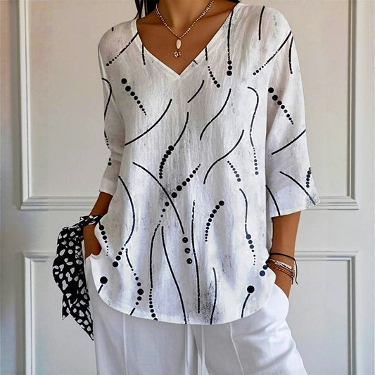 Damen T-Shirt mit V-Ausschnitt aus Baumwolle Jully