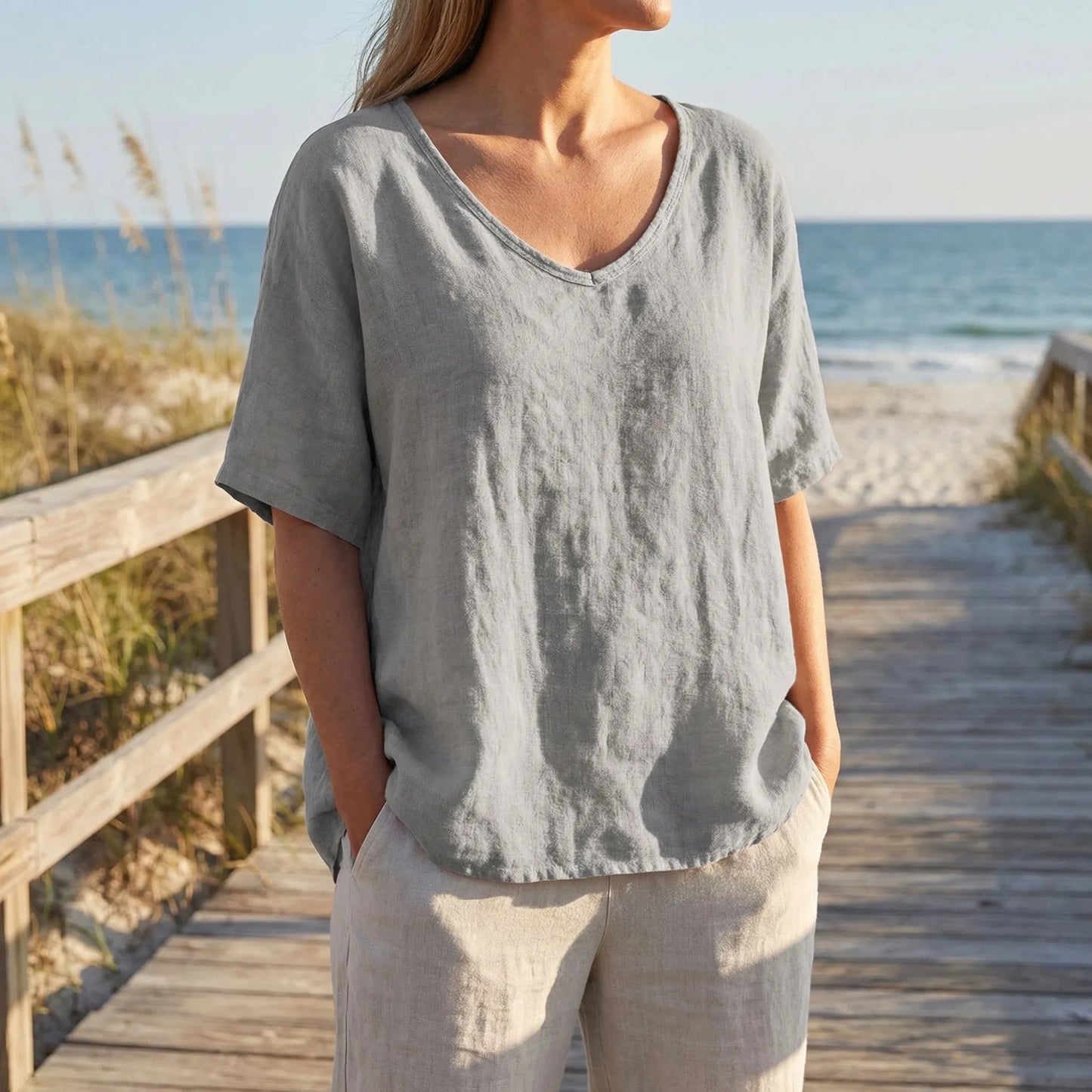 Damen Tank Top mit V-Ausschnitt und lockerer Passform Jully