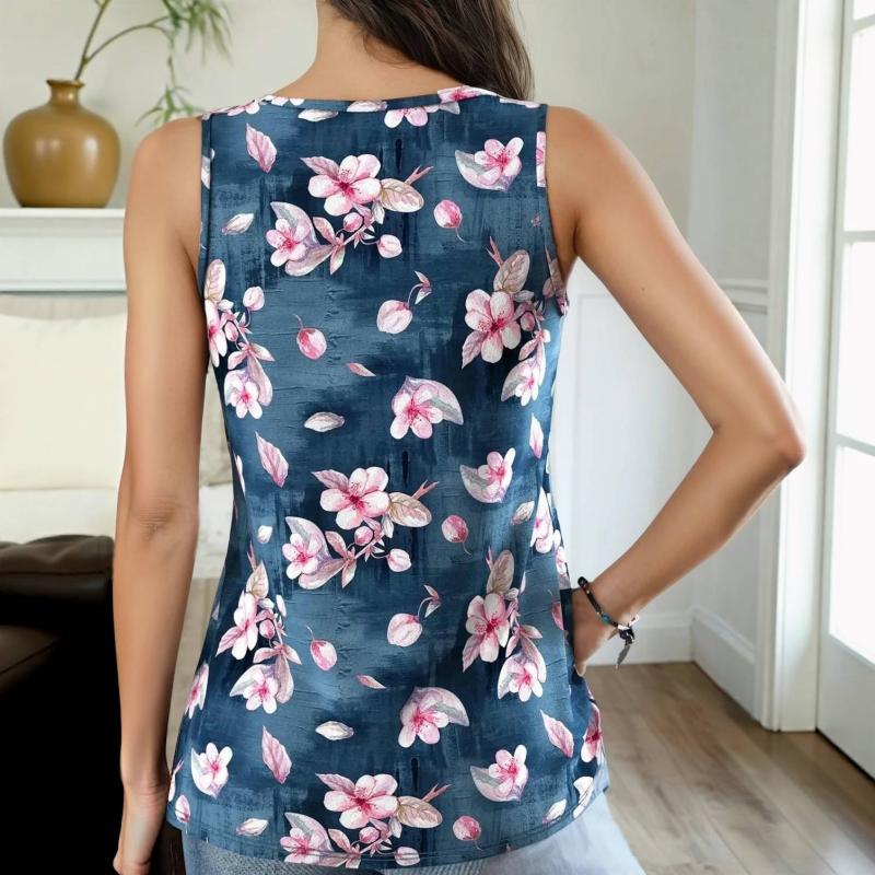 Damen Tanktop mit Blumendruck und V-Ausschnitt Jully