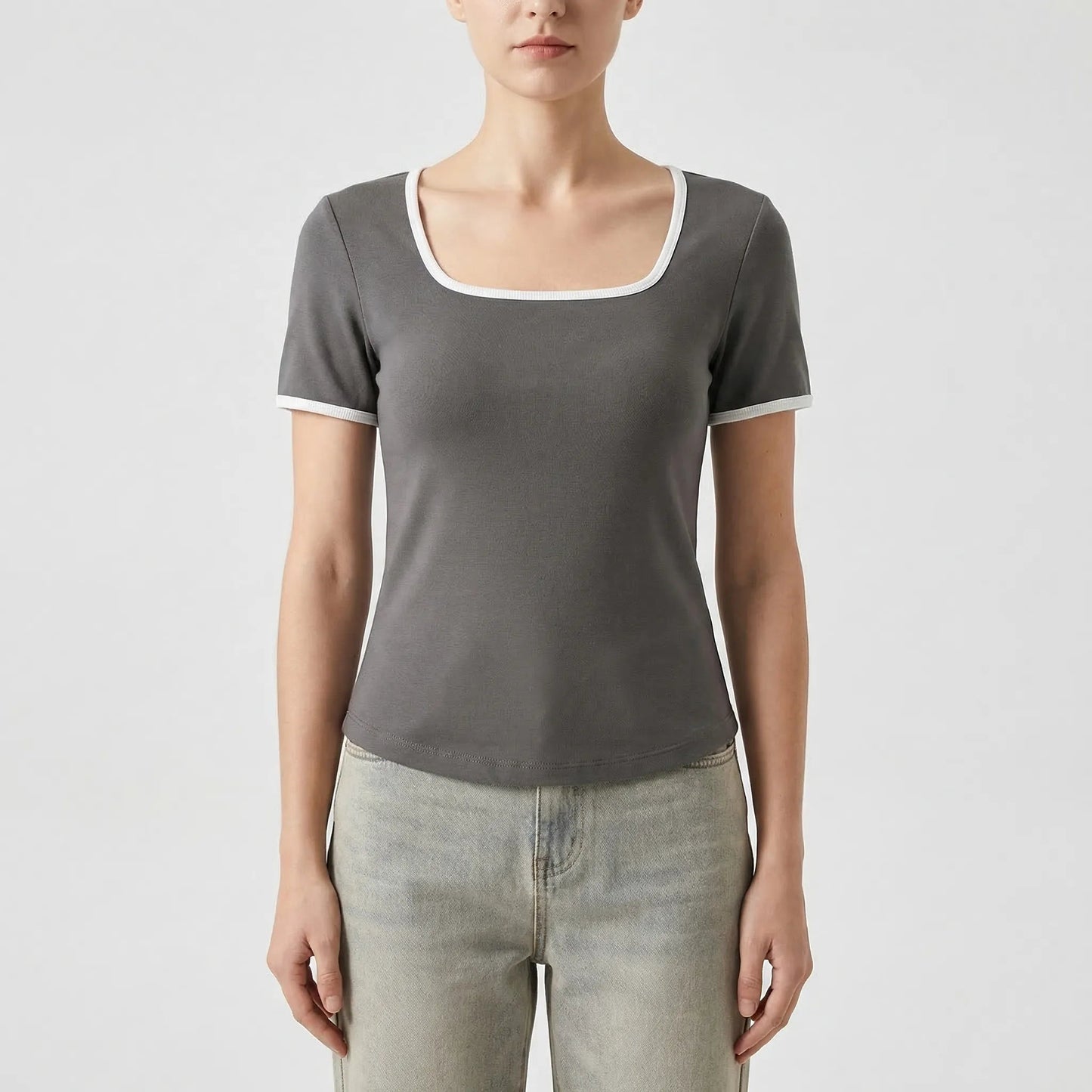 Damen Top mit quadratischem Ausschnitt und kurzen Ärmeln Jully
