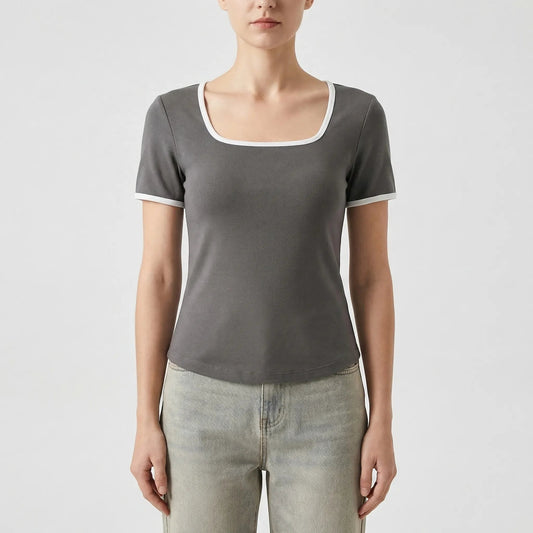 Damen Top mit quadratischem Ausschnitt und kurzen Ärmeln Jully