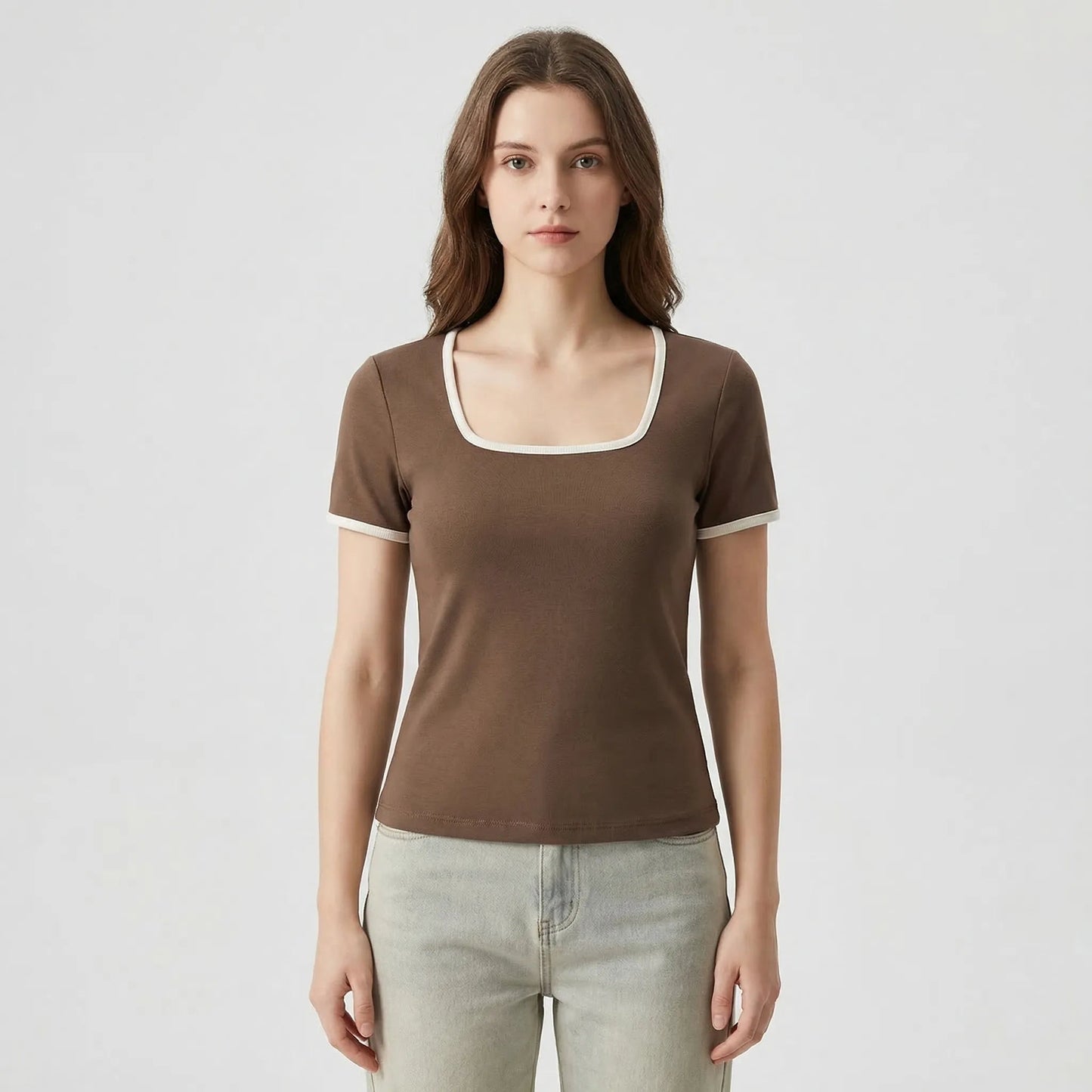 Damen Top mit quadratischem Ausschnitt und kurzen Ärmeln Jully