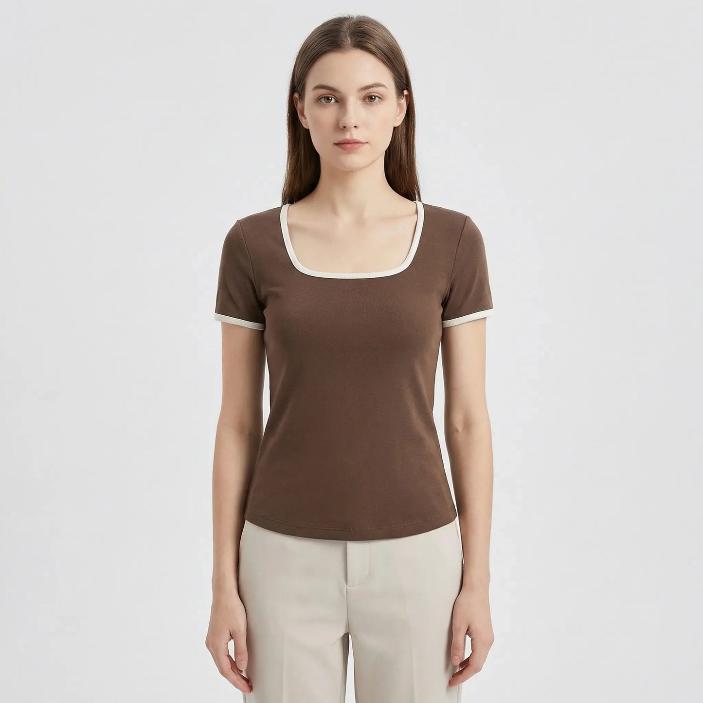 Damen Top mit quadratischem Ausschnitt und kurzen Ärmeln Jully