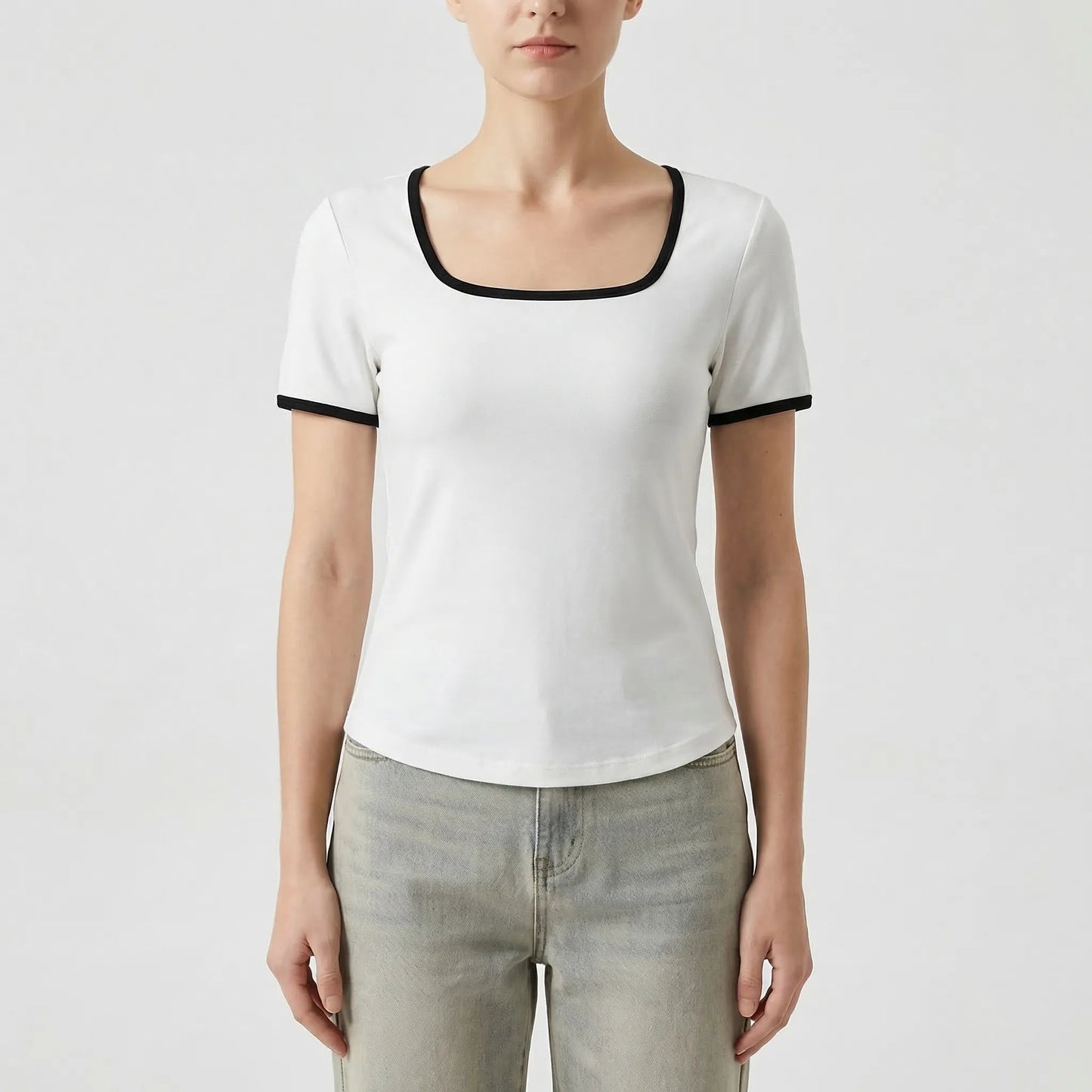 Damen Top mit quadratischem Ausschnitt und kurzen Ärmeln Jully