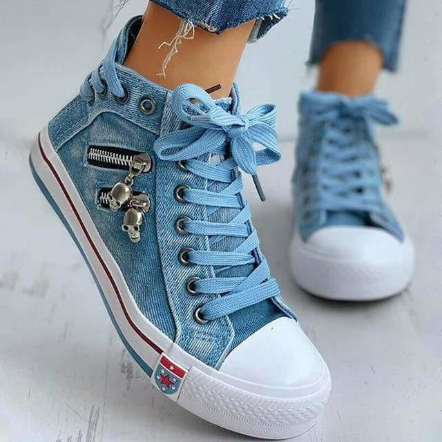Damen Turnschuhe mit Reißverschluss und Atmungsaktiv Jully