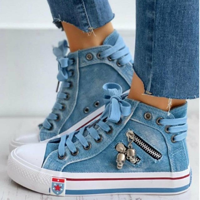 Damen Turnschuhe mit Reißverschluss und Atmungsaktiv Jully