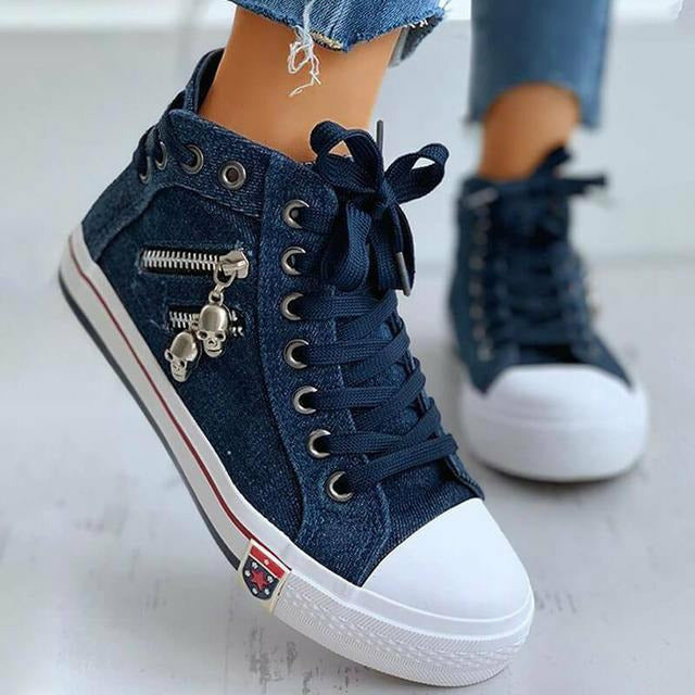 Damen Turnschuhe mit Reißverschluss und Atmungsaktiv Jully