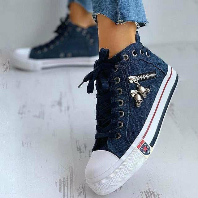 Damen Turnschuhe mit Reißverschluss und Atmungsaktiv Jully