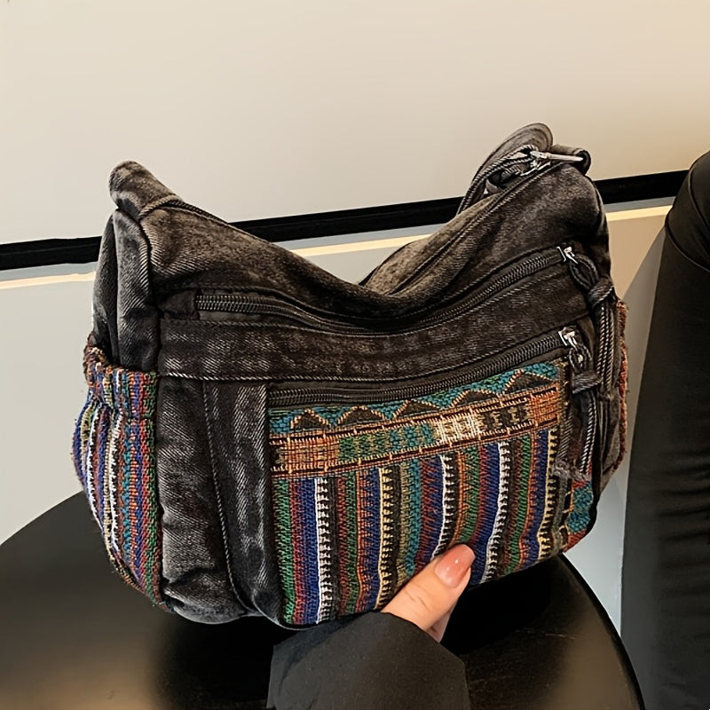 Damen Umhängetasche aus Denim mit Reißverschluss Jully