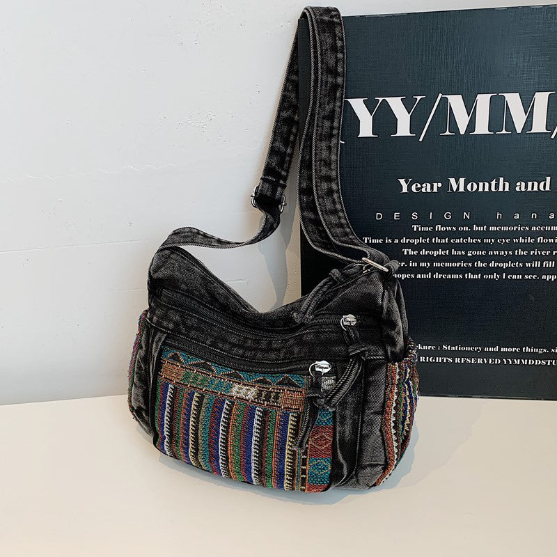 Damen Umhängetasche aus Denim mit Reißverschluss Jully