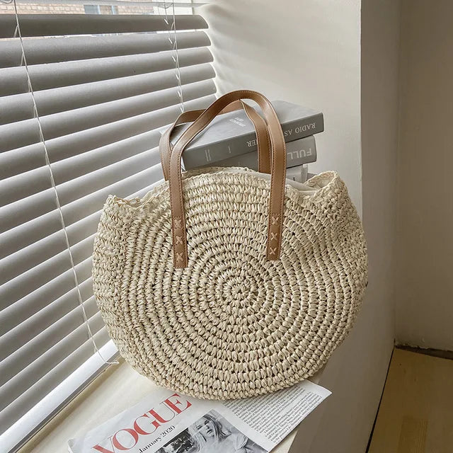 Damen Umhängetasche aus Stroh im Bohemian Stil Jully