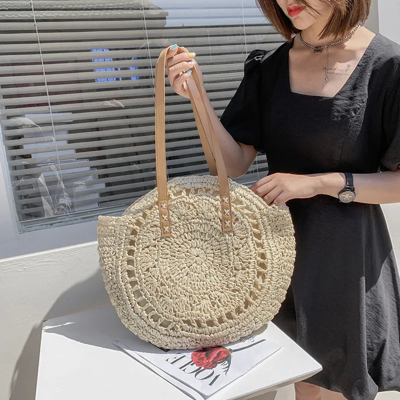 Damen Umhängetasche aus Stroh im Bohemian Stil Jully