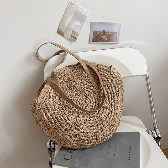 Damen Umhängetasche aus Stroh im Bohemian Stil Jully