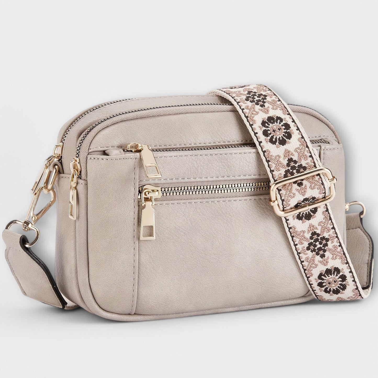 Damen Umhängetasche aus veganem Leder mit Boho-Trageriemen Jully