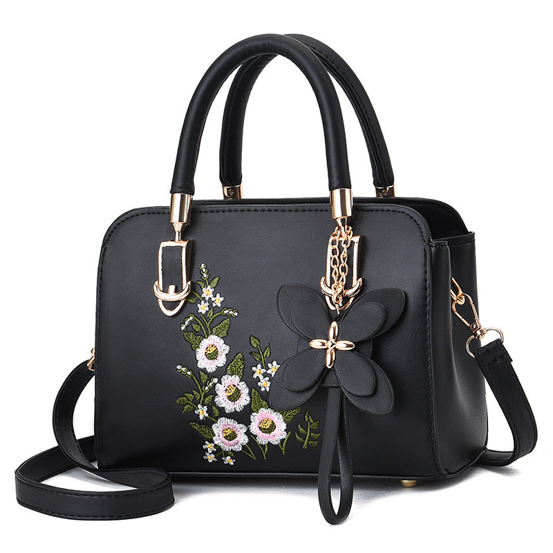 Damen Umhängetasche mit Blumenstickerei aus PU Jully