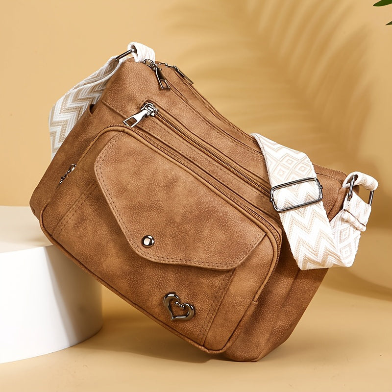 Damen Umhängetasche mit Herzmuster aus PU Jully