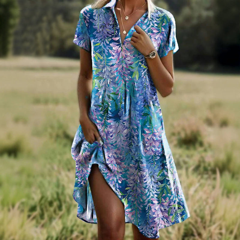 Damen Vintage-Kleid mit Blätterprint Jully