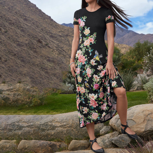 Damen Vintage-Kleid mit Blumendruck aus Baumwolle Jully