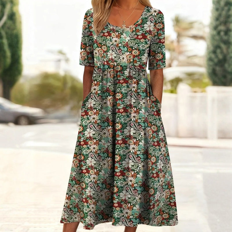 Damen Vintage-Kleid mit Blumenmuster aus Baumwolle Jully
