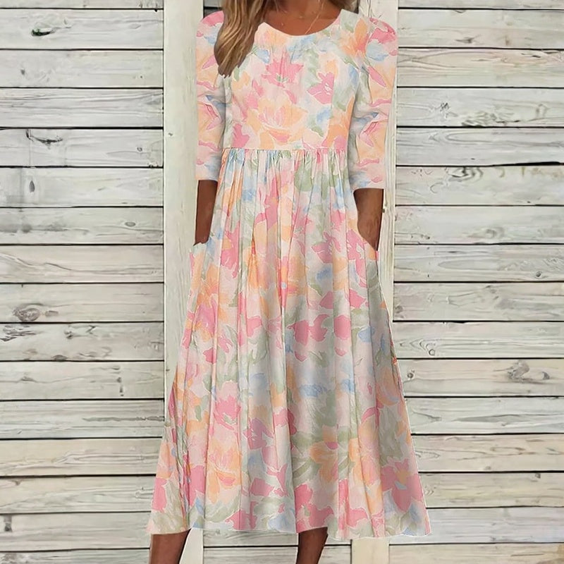 Damen Vintage-Kleid mit Blumenmuster aus Baumwolle Jully