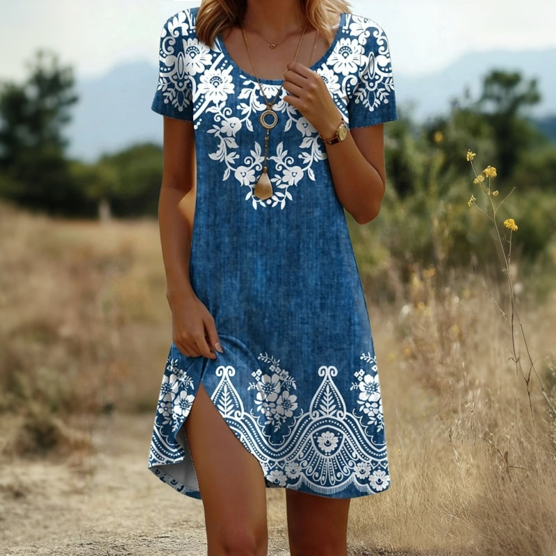 Damen Vintage-Kleid mit Blumenmuster in Überknielang Jully