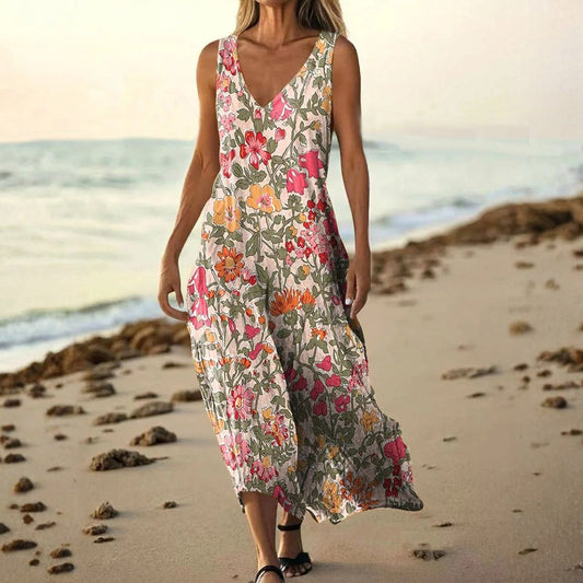 Damen Vintage-Kleid mit Blumenmuster und V-Ausschnitt Jully