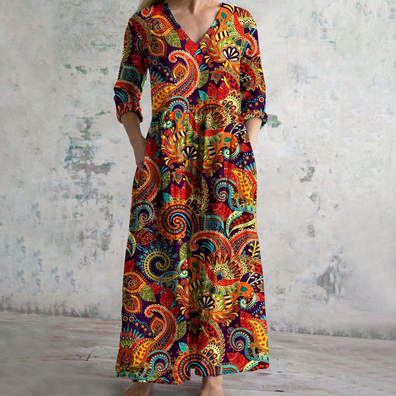 Damen Vintage-Kleid mit Ethno-Print Jully