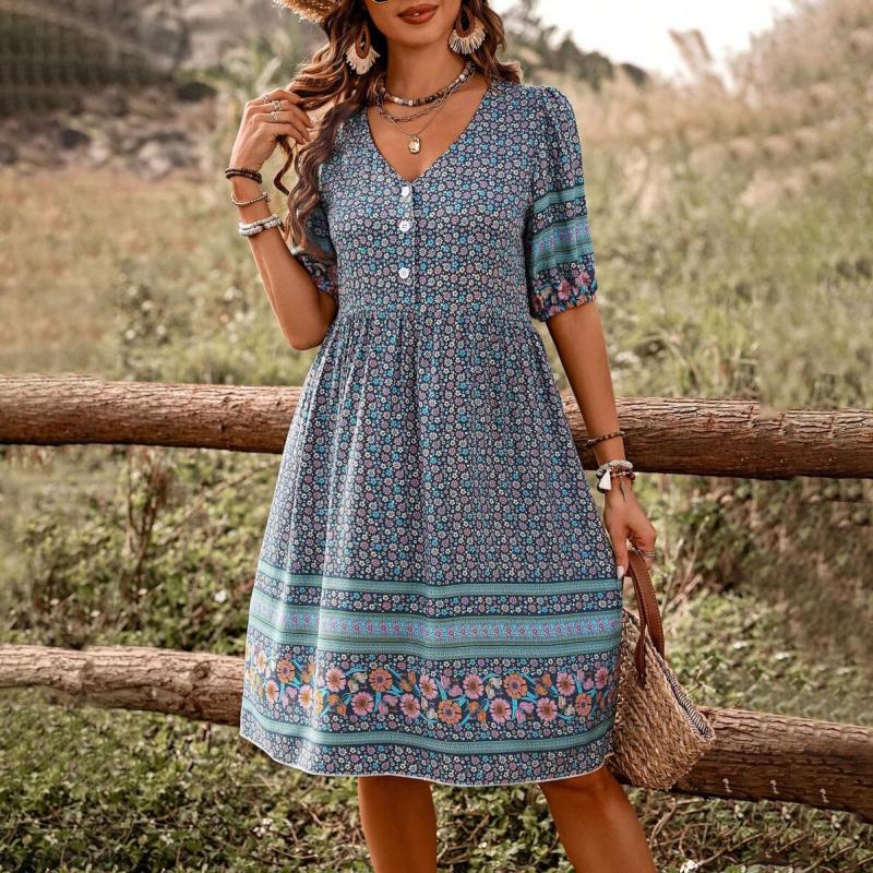 Damen Vintage-Kleid mit Ethno-Print Jully