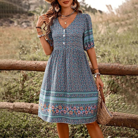 Damen Vintage-Kleid mit Ethno-Print Jully