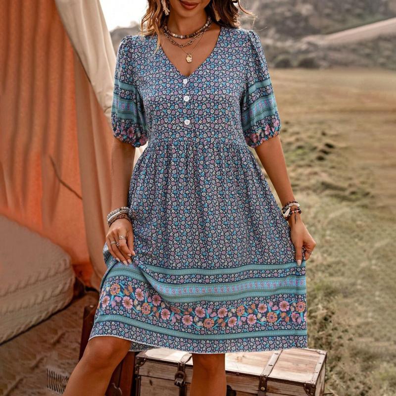 Damen Vintage-Kleid mit Ethno-Print Jully