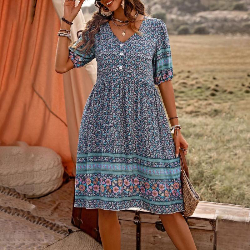 Damen Vintage-Kleid mit Ethno-Print Jully